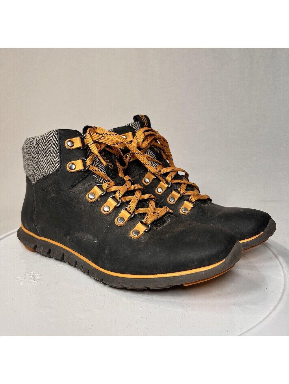 Cole Haan Zerogrand Waterproof Hiker Boots Black Herringbone W04238 Women’s 8B